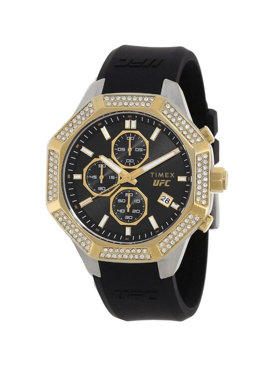 NWT Timex UFC King Chronograph Quartz Crystal Black Dial Men\'s Watch